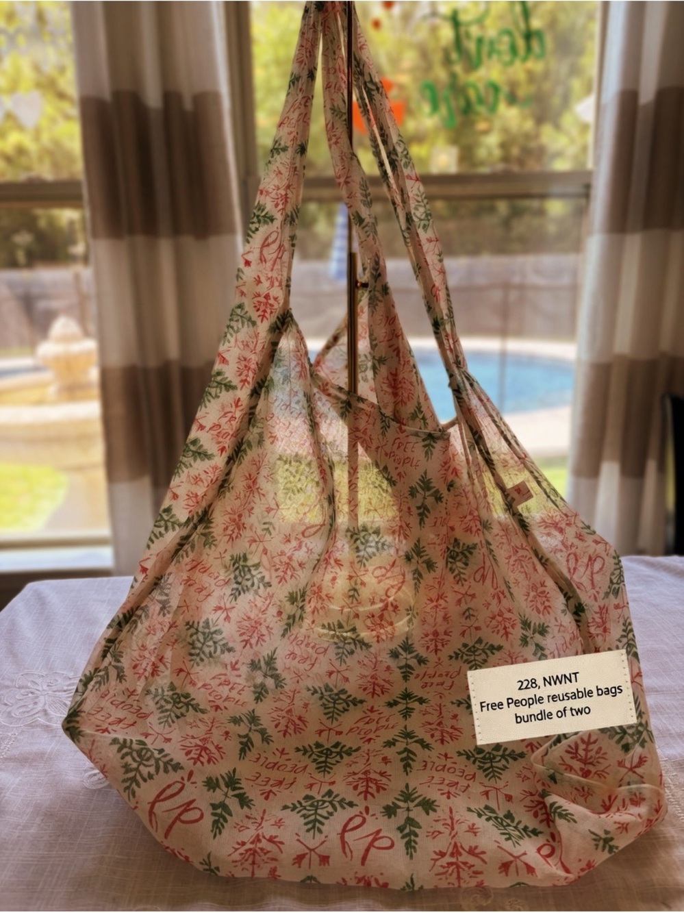 228, NWOT Free People Bundle of 2 Reusable Tote Bags